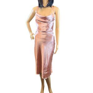 Sweetest Pink Sleeveless‎ Lace Up Satin Dress Size XS